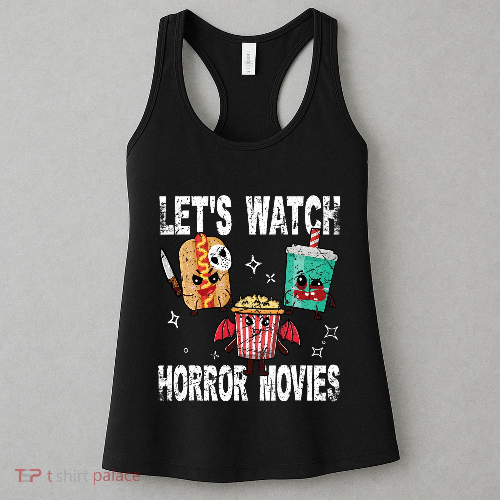 Retro Lets Watch Horror Movies Cute Halloween Costume Women's Tank Top