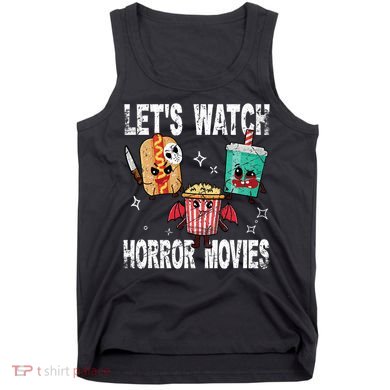 Retro Lets Watch Horror Movies Cute Halloween Costume Tank Top