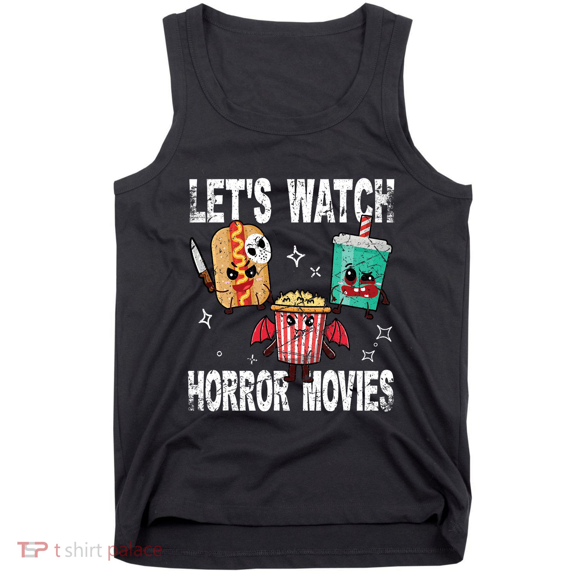 Retro Lets Watch Horror Movies Cute Halloween Costume Tank Top