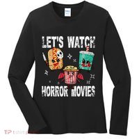 Retro Lets Watch Horror Movies Cute Halloween Costume Women's Long Sleeve Shirt thumb 0