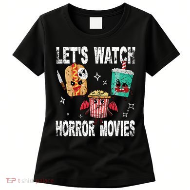 Retro Lets Watch Horror Movies Cute Halloween Costume Women's T-Shirt