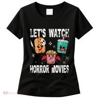 Retro Lets Watch Horror Movies Cute Halloween Costume Women's T-Shirt thumb 0