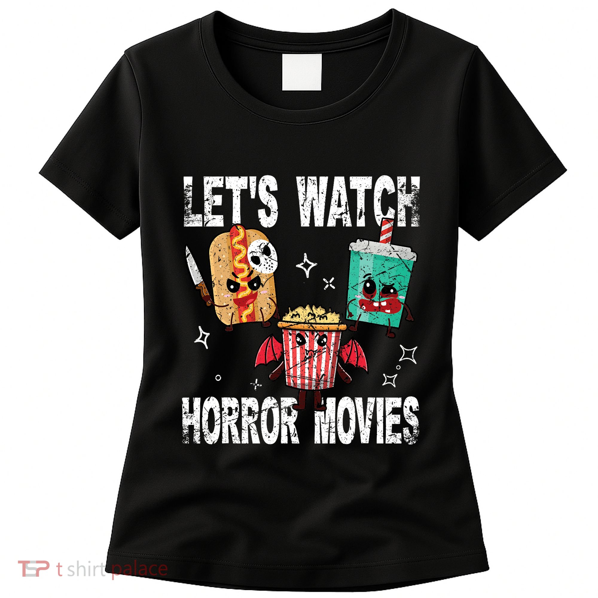 Retro Lets Watch Horror Movies Cute Halloween Costume Women's T-Shirt