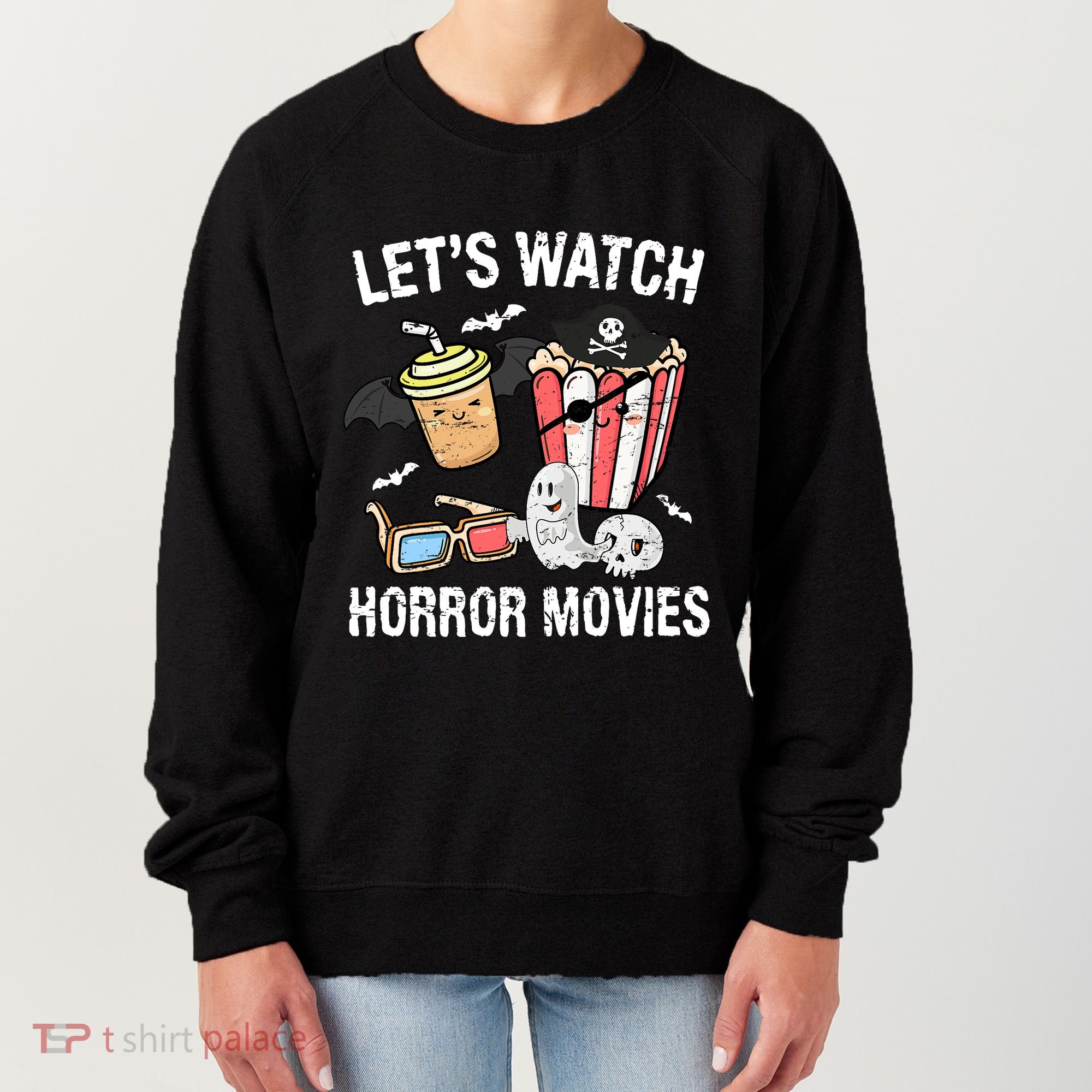 Retro Lets Watch Horror Movies Costume Halloween Women's Sweatshirt