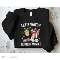 Retro Lets Watch Horror Movies Costume Halloween Sweatshirt thumb 2