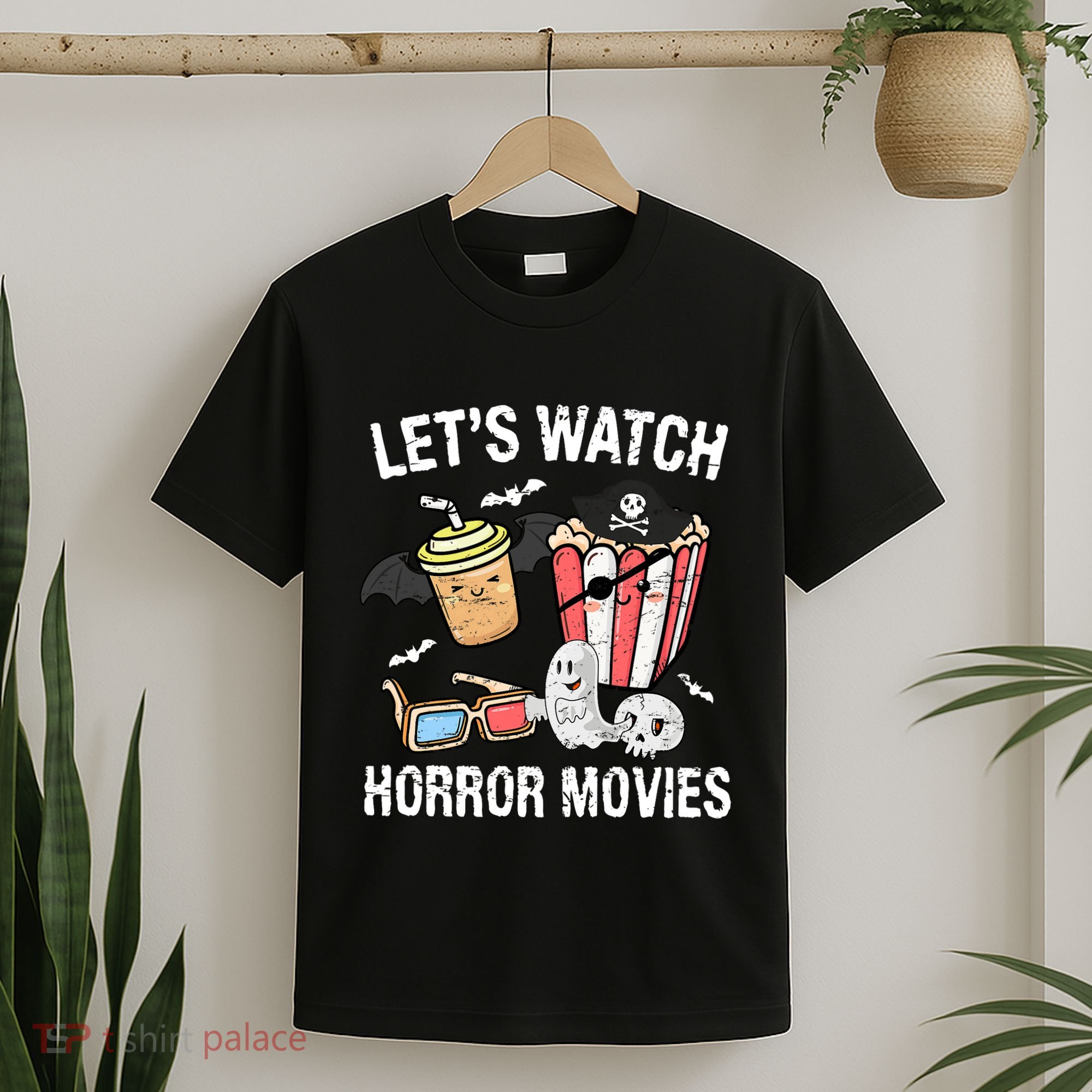 Retro Lets Watch Horror Movies Costume Halloween T-Shirt