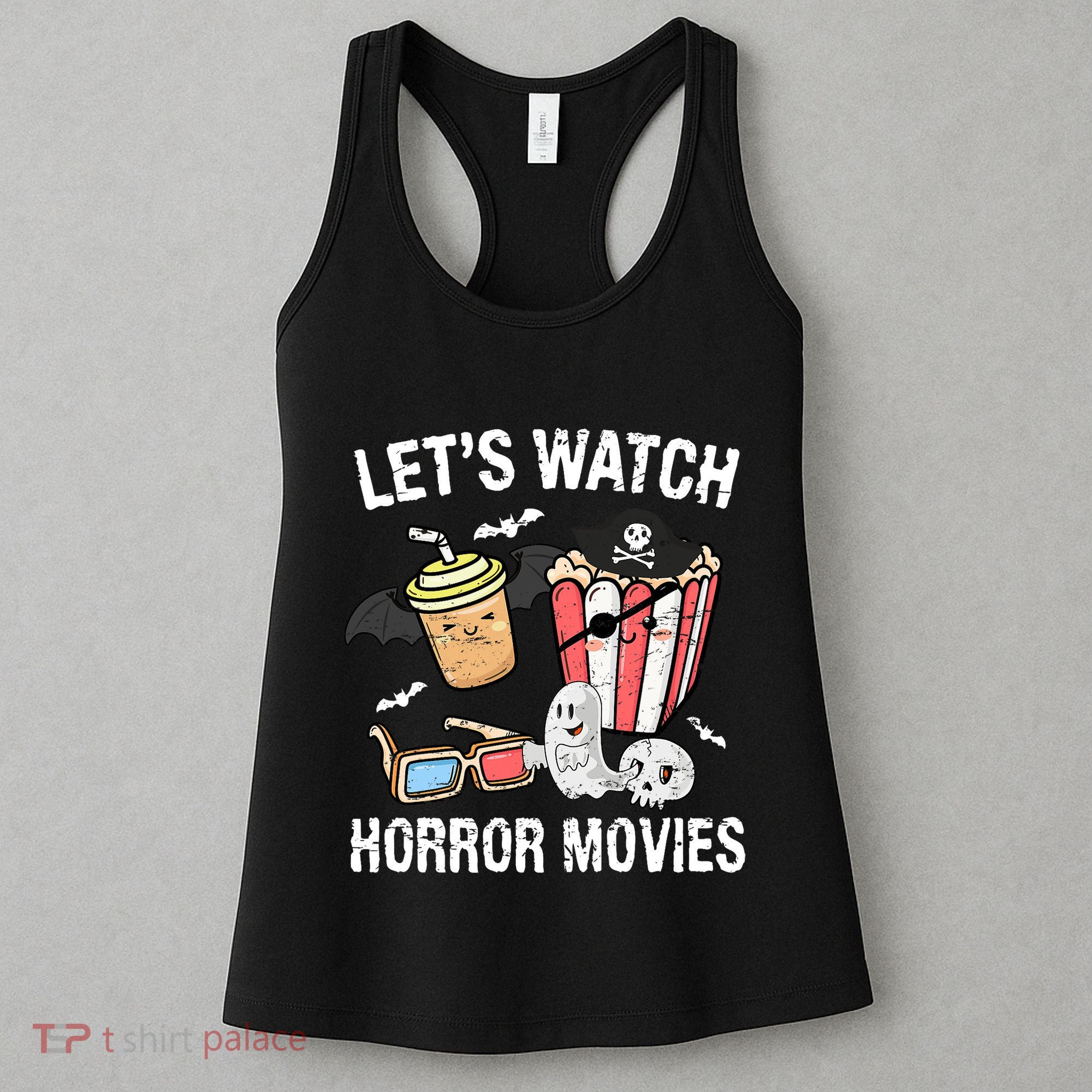 Retro Lets Watch Horror Movies Costume Halloween Women's Tank Top