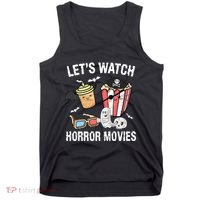 Retro Lets Watch Horror Movies Costume Halloween Tank Top thumb 0