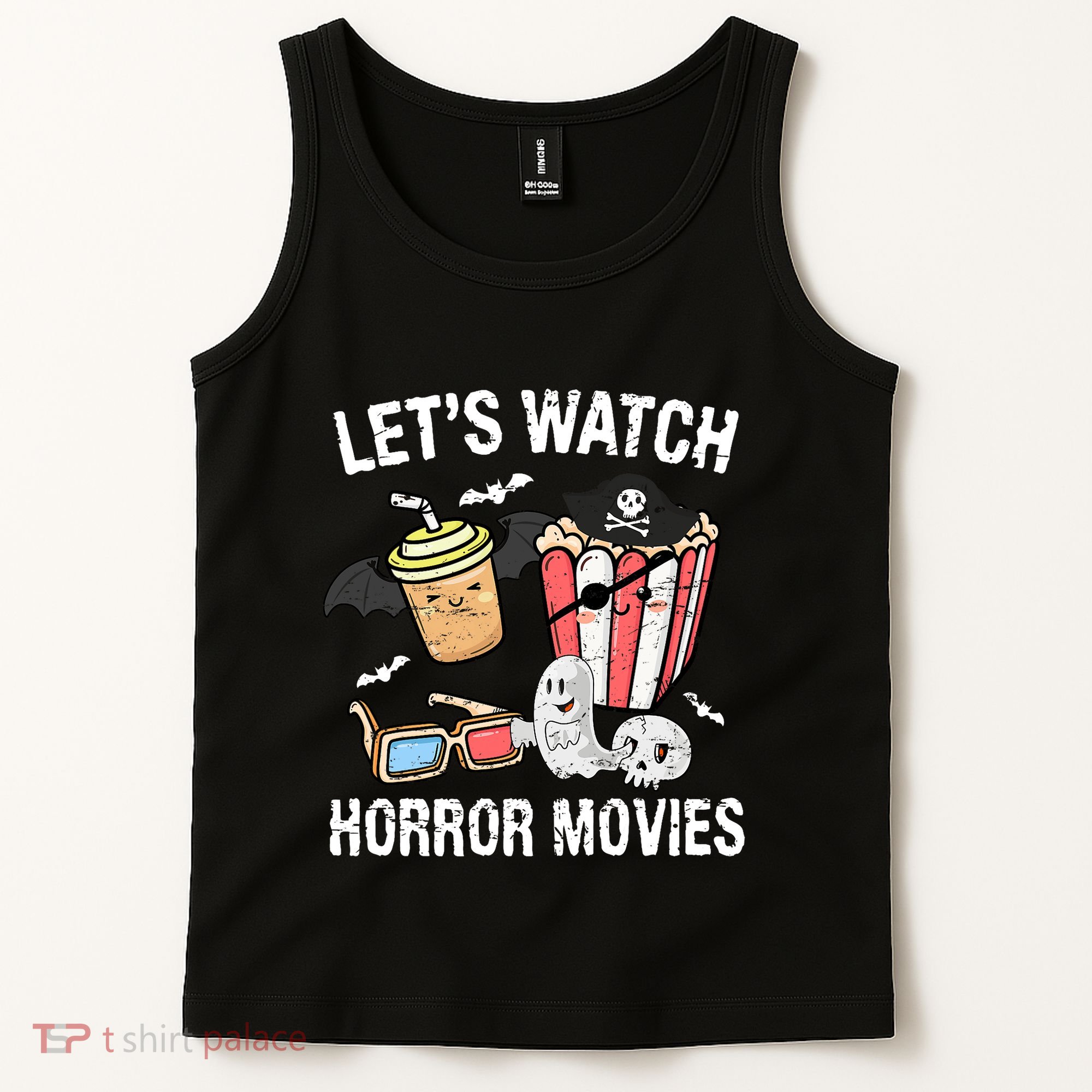 Retro Lets Watch Horror Movies Costume Halloween Tank Top