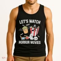 Retro Lets Watch Horror Movies Costume Halloween Tank Top thumb 3