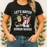Retro Lets Watch Horror Movies Costume Halloween Women's T-Shirt thumb 2