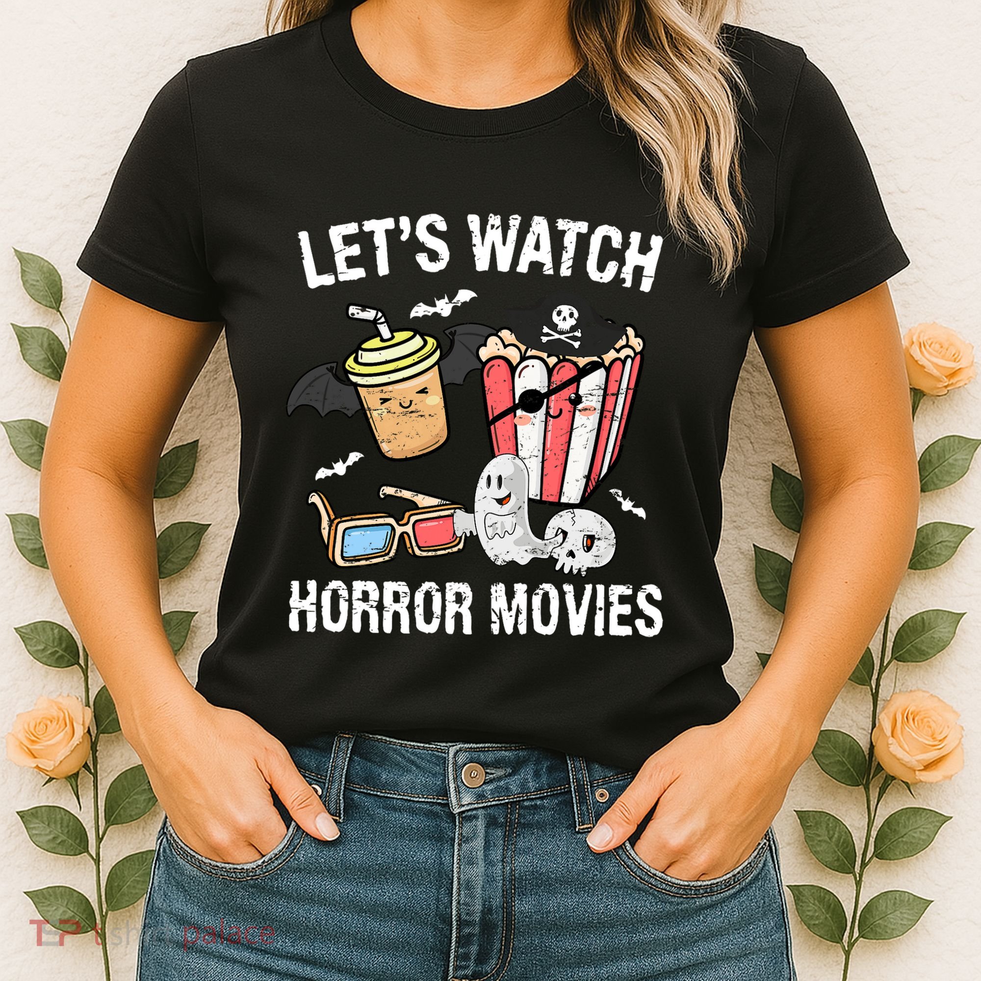 Retro Lets Watch Horror Movies Costume Halloween Women's T-Shirt