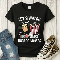 Retro Lets Watch Horror Movies Costume Halloween Women's T-Shirt thumb 3
