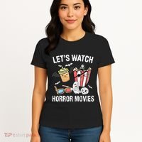 Retro Lets Watch Horror Movies Costume Halloween Women's T-Shirt thumb 4