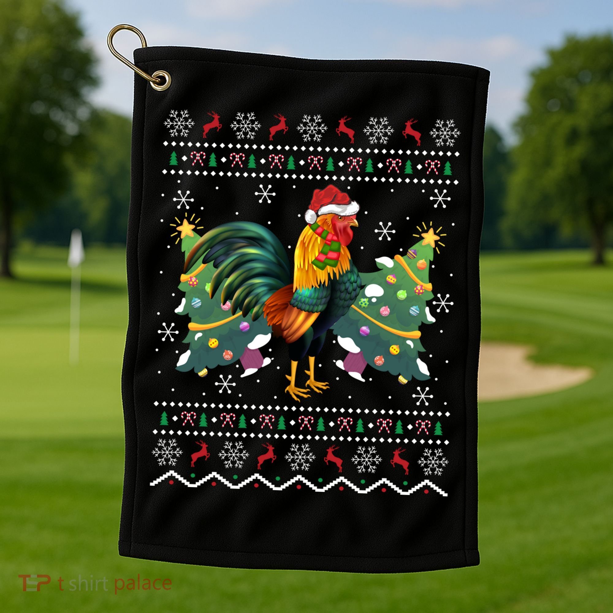 Rooster Lover Xmas Gift Ugly Rooster Christmas Great Gift Golf Towel