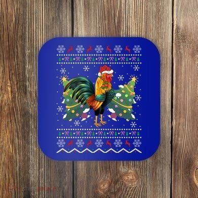 Rooster Lover Xmas Gift Ugly Rooster Christmas Great Gift Coaster