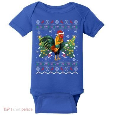 Rooster Lover Xmas Gift Ugly Rooster Christmas Great Gift Baby Bodysuit