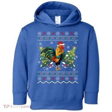 Rooster Lover Xmas Gift Ugly Rooster Christmas Great Gift Toddler Hoodie