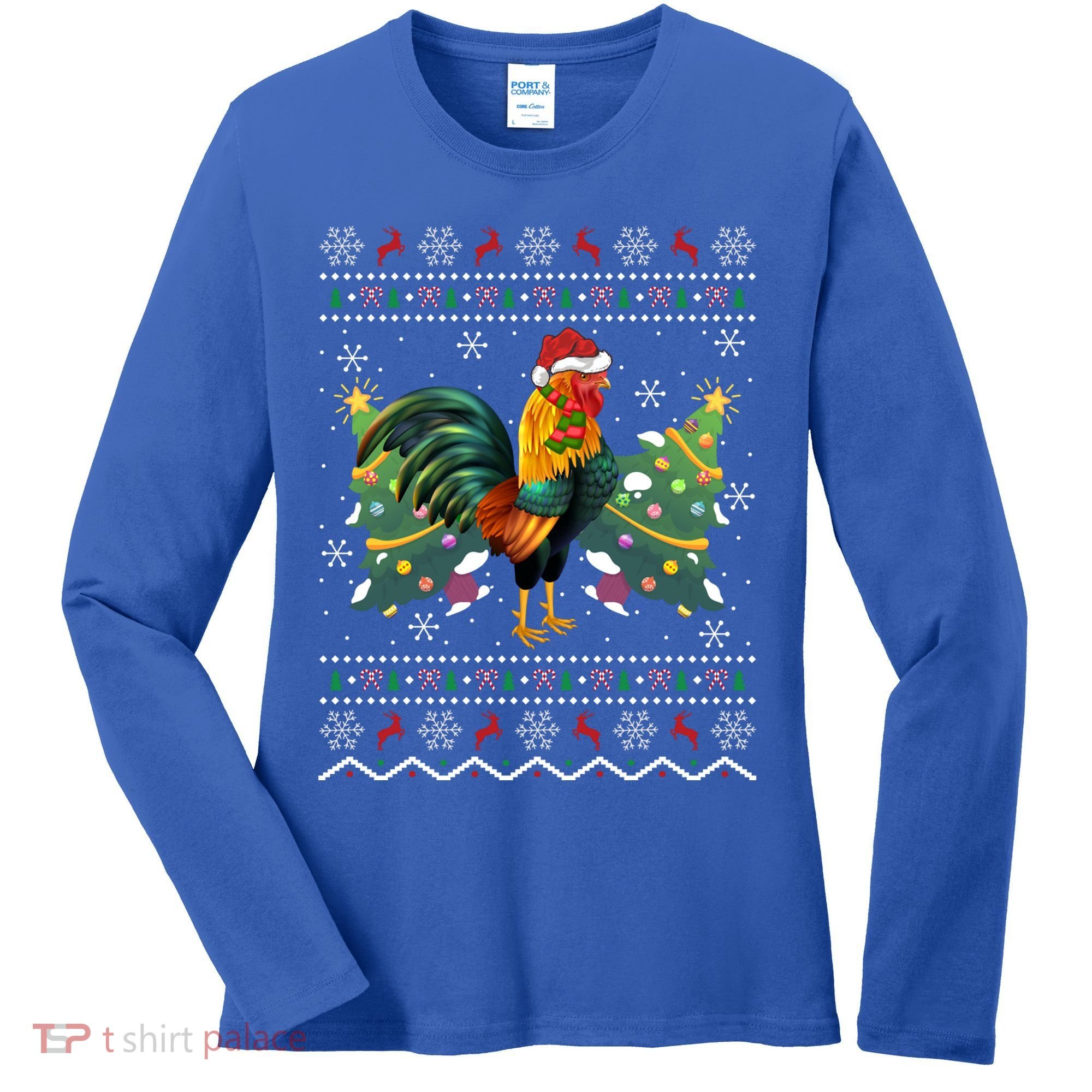 Rooster Lover Xmas Gift Ugly Rooster Christmas Great Gift Women's Long Sleeve Shirt