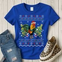 Rooster Lover Xmas Gift Ugly Rooster Christmas Great Gift Women's T-Shirt thumb 3