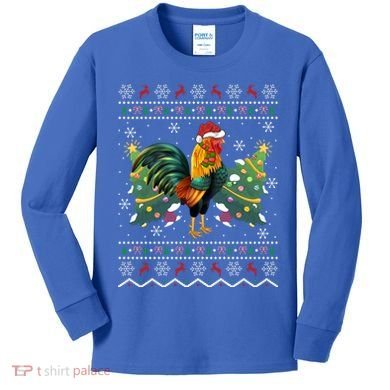 Rooster Lover Xmas Gift Ugly Rooster Christmas Great Gift Kids Long Sleeve Shirt