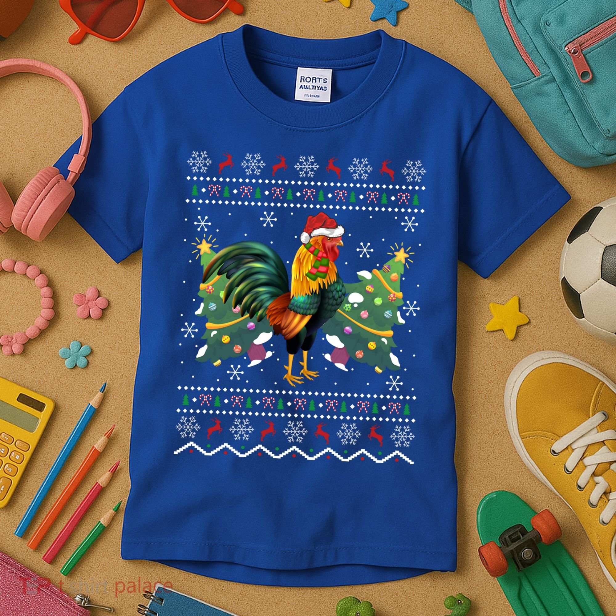 Rooster Lover Xmas Gift Ugly Rooster Christmas Great Gift Kids T-Shirt