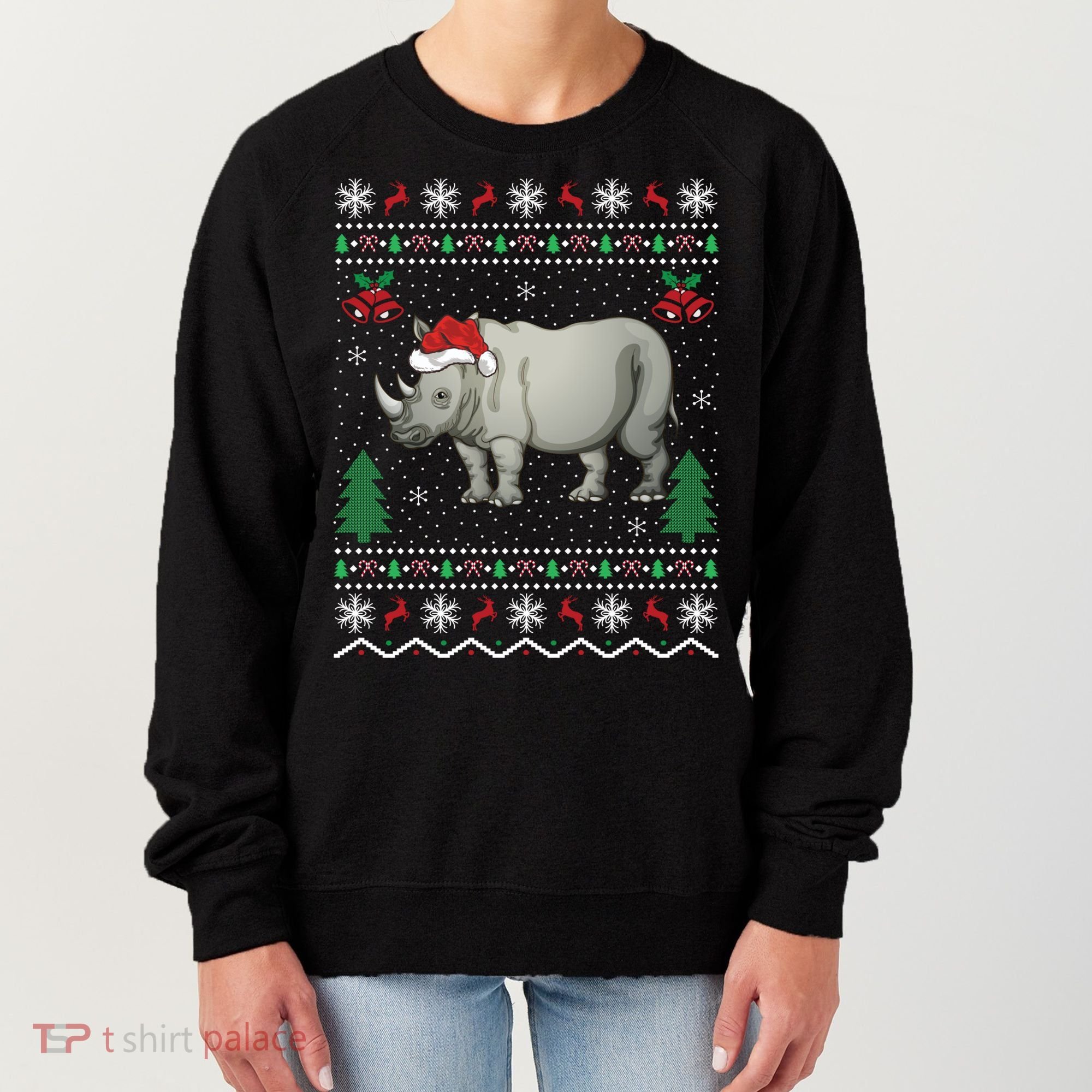 Rhinoceros Lover Xmas Gift Ugly Rhino Christmas Meaningful Gift Women's Sweatshirt