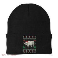 Rhinoceros Lover Xmas Gift Ugly Rhino Christmas Meaningful Gift Beanie thumb 0