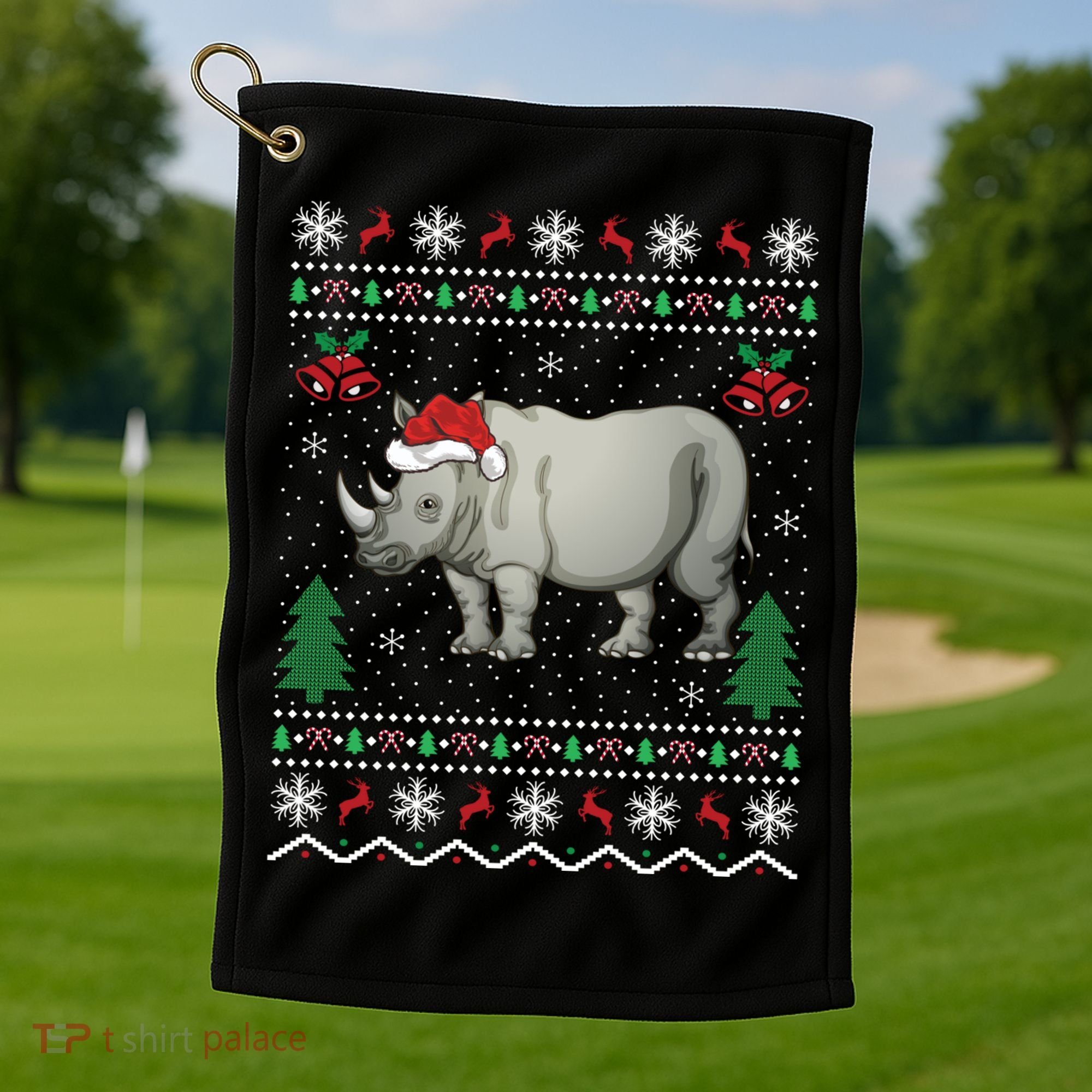 Rhinoceros Lover Xmas Gift Ugly Rhino Christmas Meaningful Gift Golf Towel