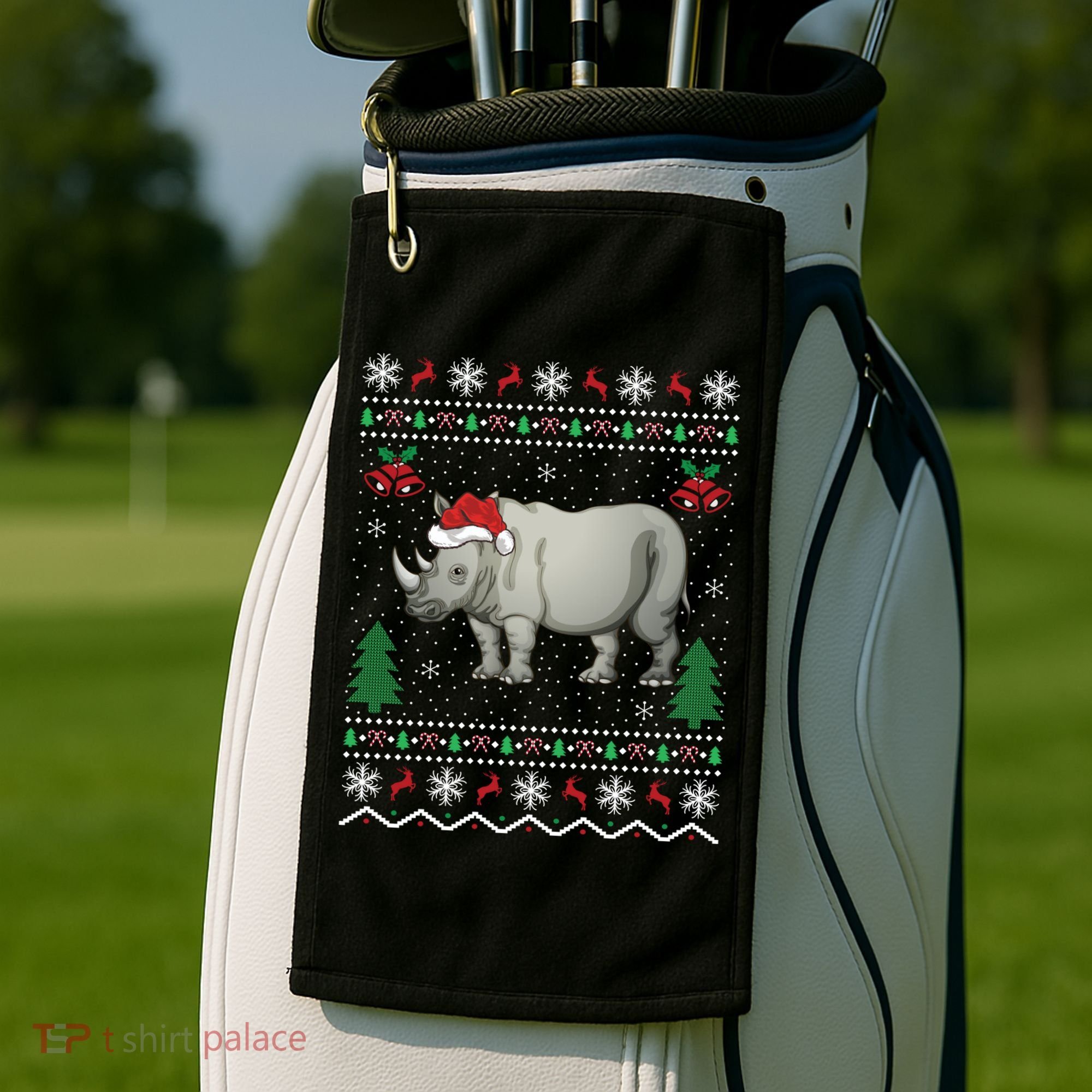 Rhinoceros Lover Xmas Gift Ugly Rhino Christmas Meaningful Gift Golf Towel