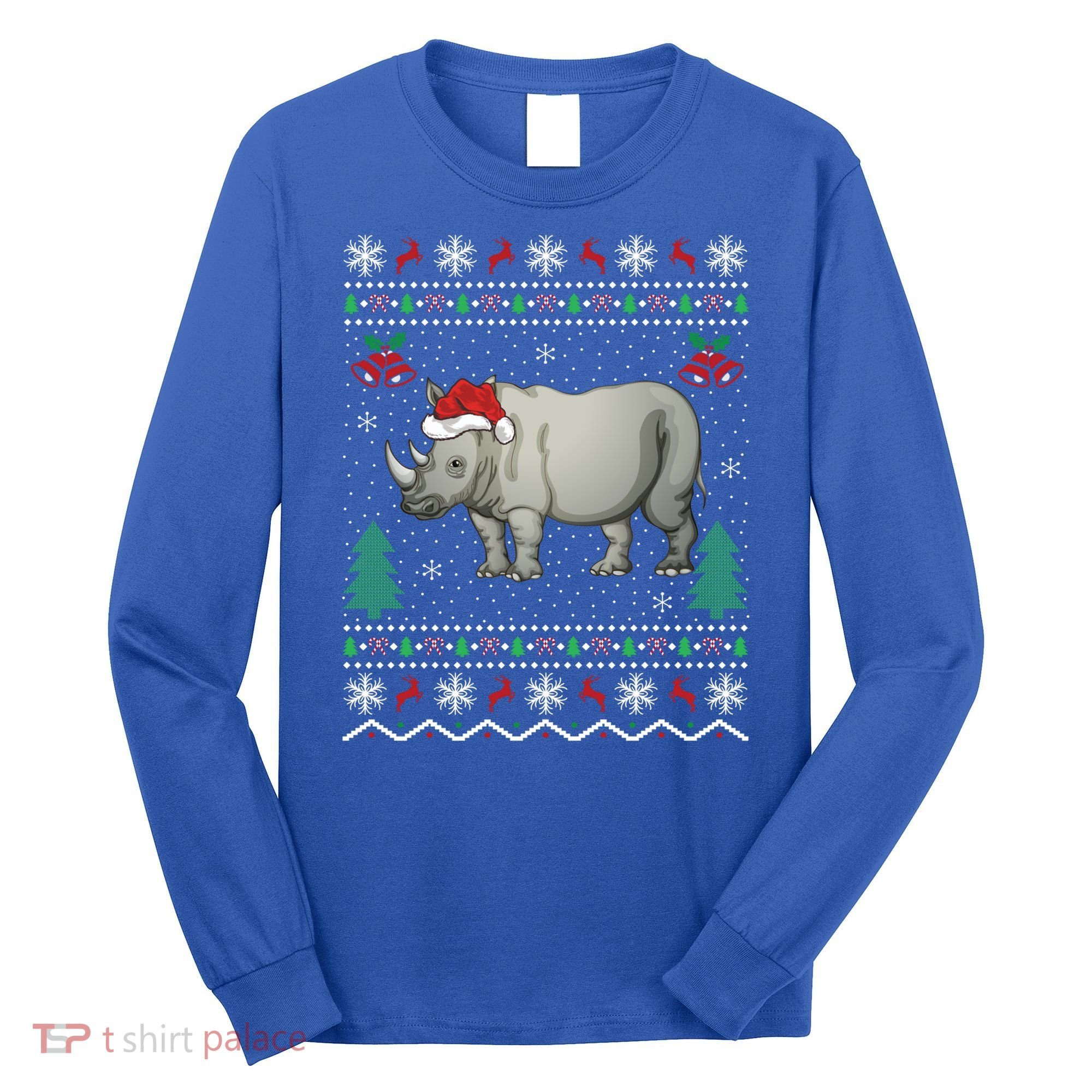 Rhinoceros Lover Xmas Gift Ugly Rhino Christmas Meaningful Gift Long Sleeve Shirt