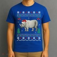 Rhinoceros Lover Xmas Gift Ugly Rhino Christmas Meaningful Gift T-Shirt thumb 3
