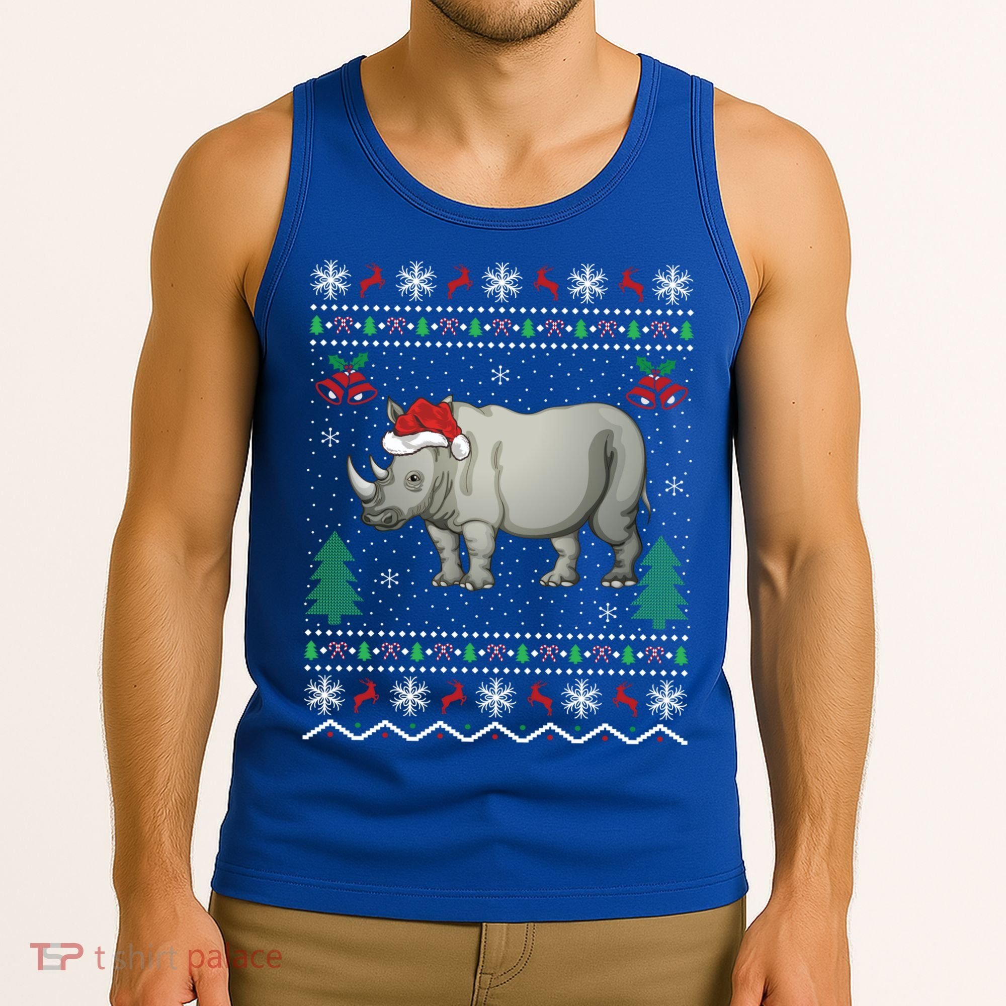 Rhinoceros Lover Xmas Gift Ugly Rhino Christmas Meaningful Gift Tank Top