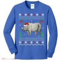 Rhinoceros Lover Xmas Gift Ugly Rhino Christmas Meaningful Gift Kids Long Sleeve Shirt thumb 0