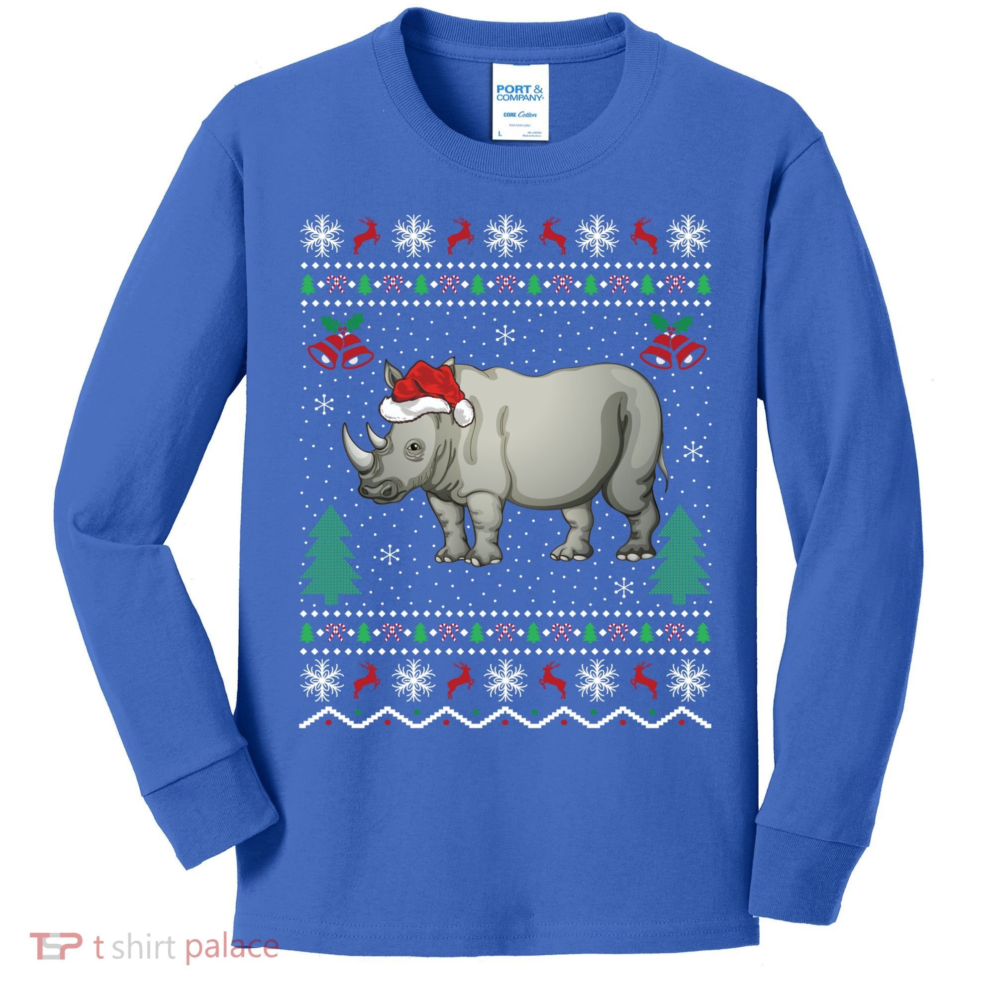 Rhinoceros Lover Xmas Gift Ugly Rhino Christmas Meaningful Gift Kids Long Sleeve Shirt
