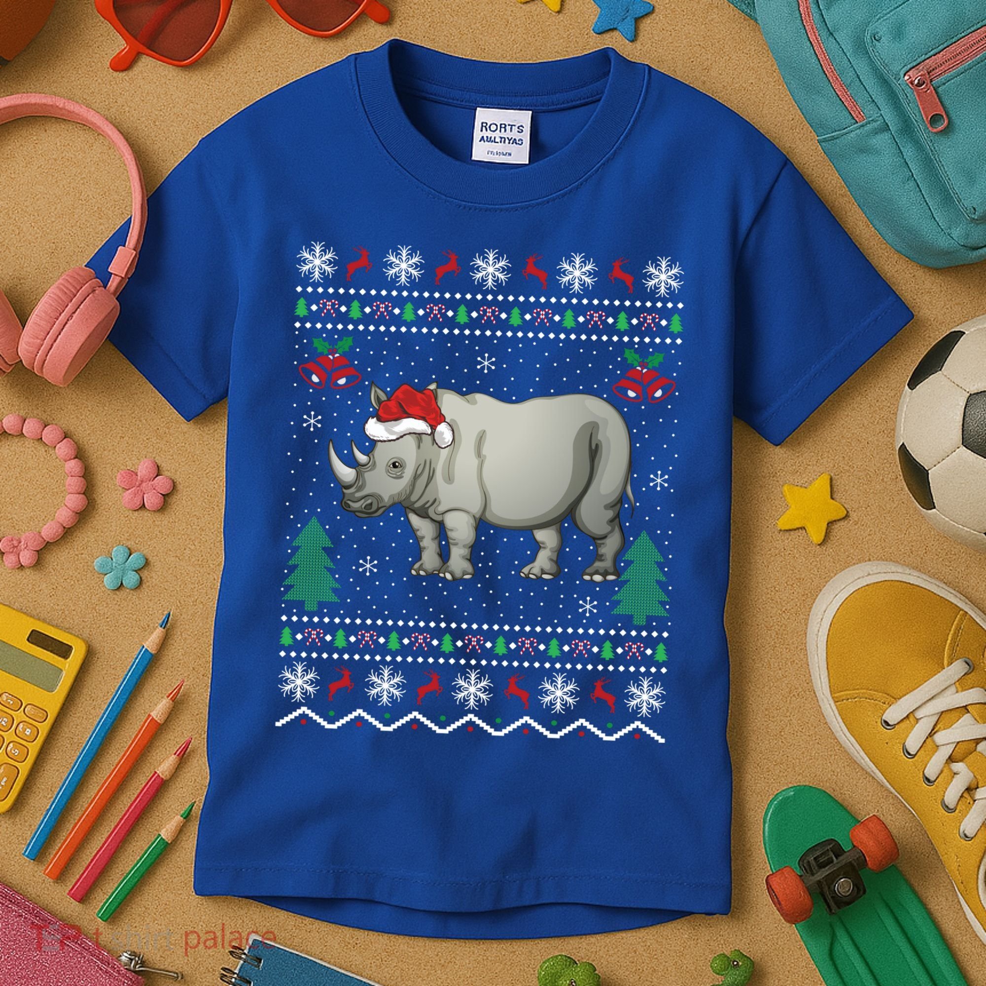 Rhinoceros Lover Xmas Gift Ugly Rhino Christmas Meaningful Gift Kids T-Shirt