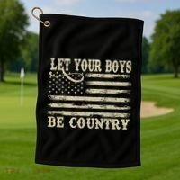 Retro Let Your Boy Be Country Golf Towel thumb 1