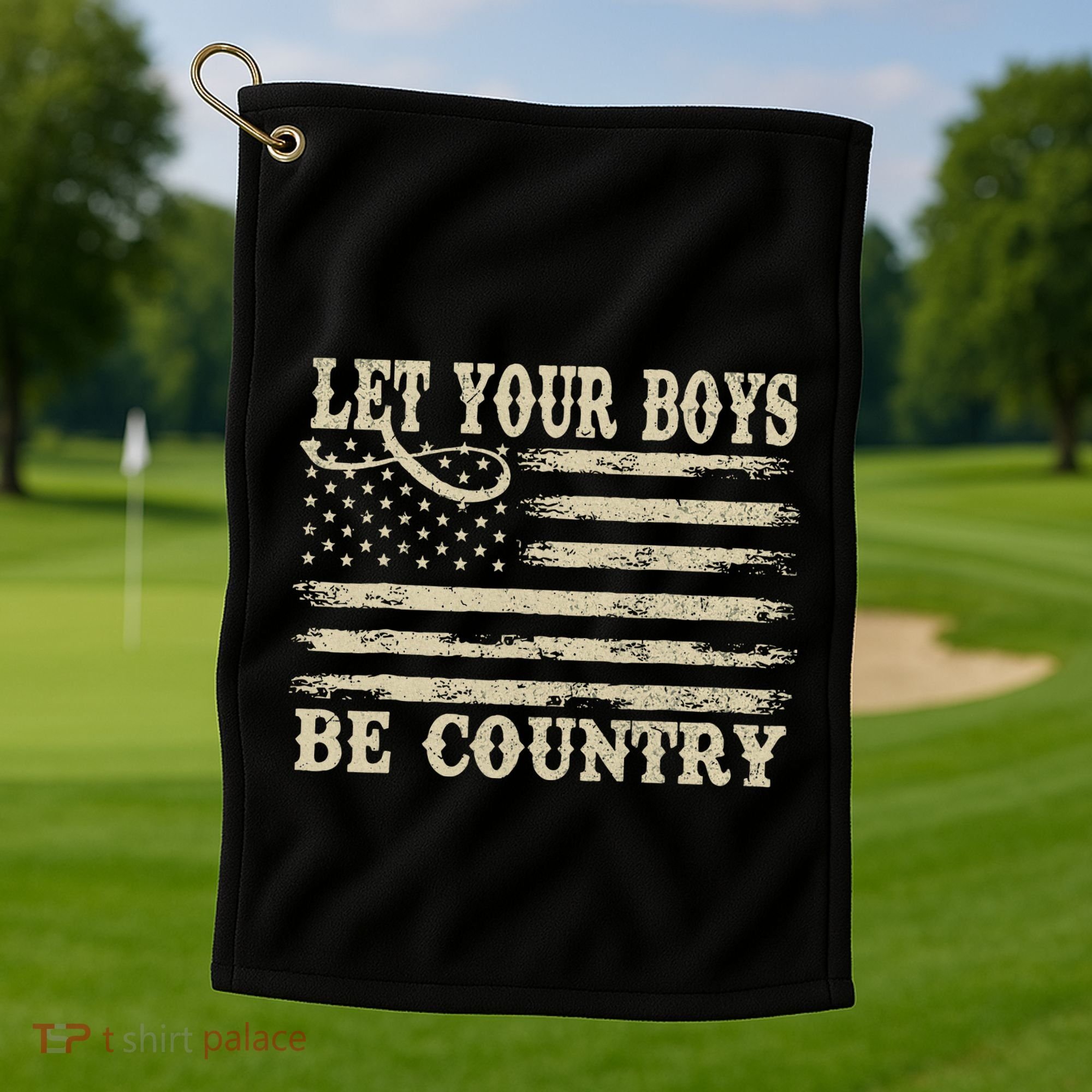 Retro Let Your Boy Be Country Golf Towel