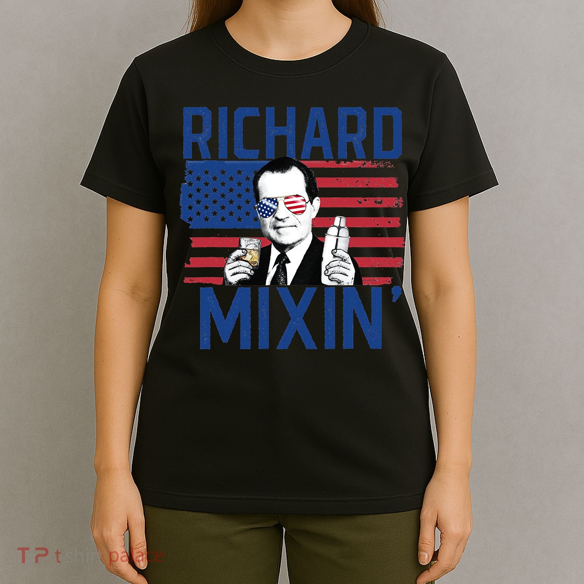 Richard Mixin' 4th Of July Funny Drinking President Nixon T-Shirt