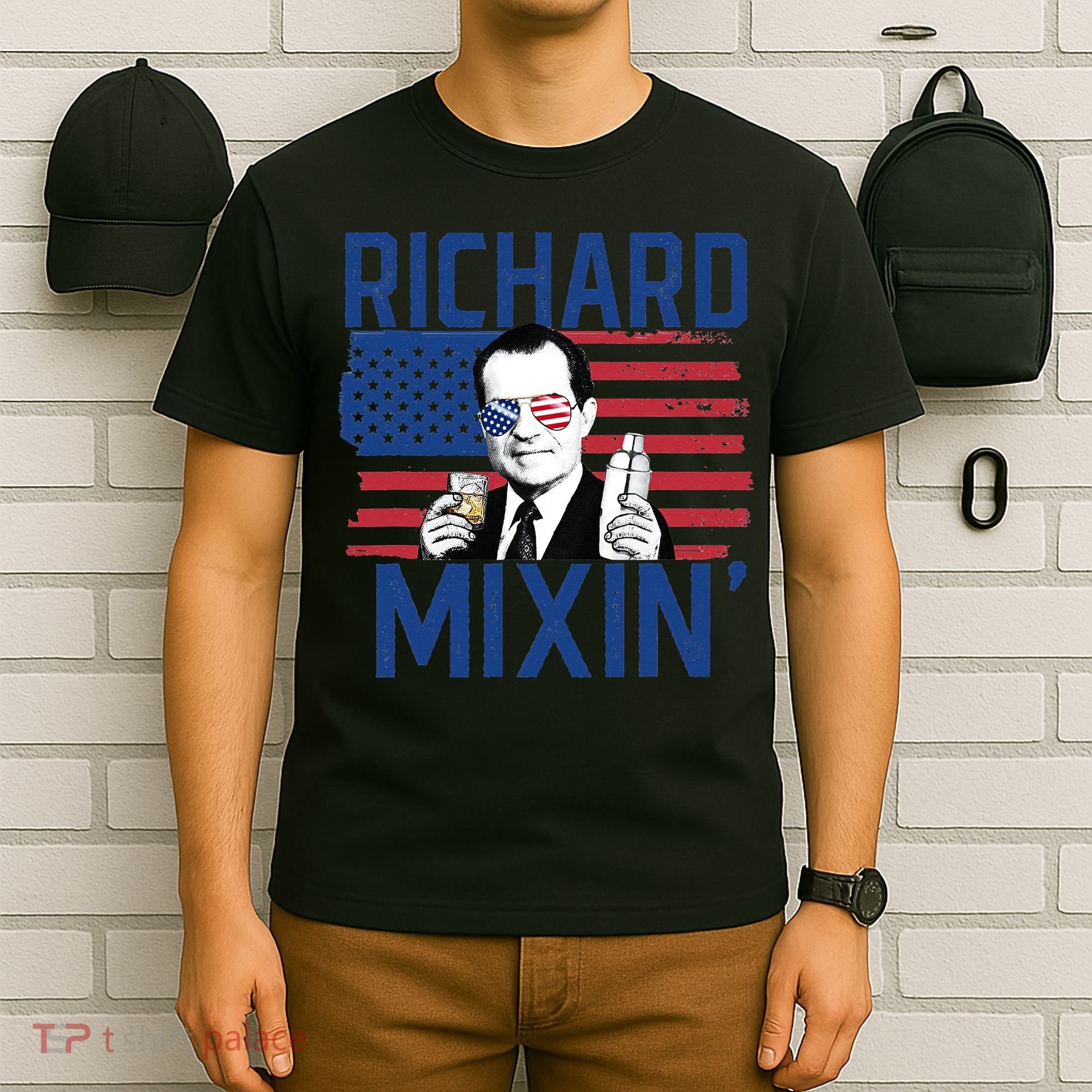 Richard Mixin' 4th Of July Funny Drinking President Nixon T-Shirt