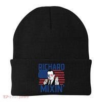 Richard Mixin' 4th Of July Funny Drinking President Nixon Beanie thumb 0