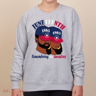Remembering My Ancestors Juneteenth flag blue red white Women's Sweatshirt