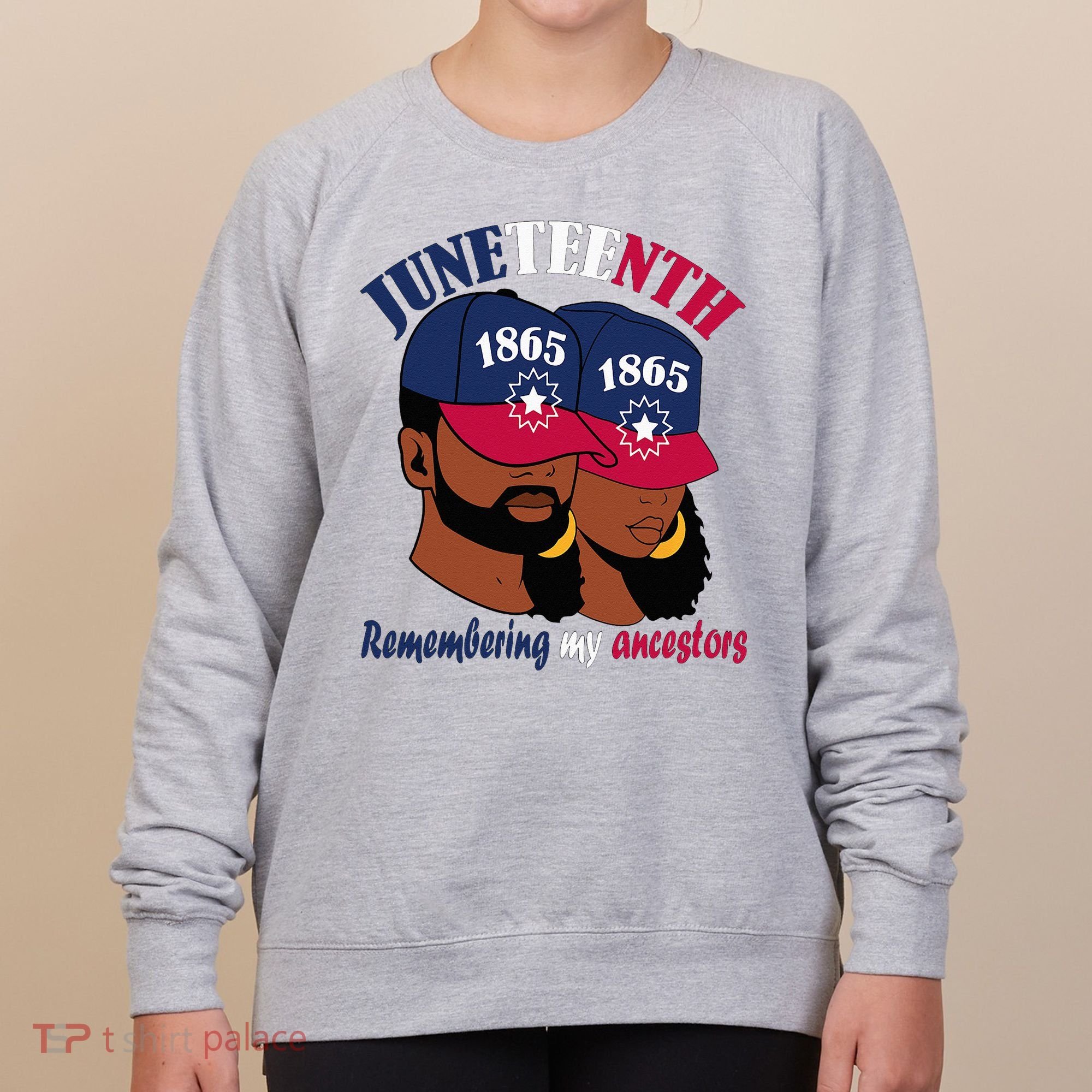 Remembering My Ancestors Juneteenth flag blue red white Women's Sweatshirt