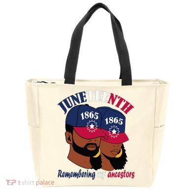 Remembering My Ancestors Juneteenth flag blue red white Tote Bag