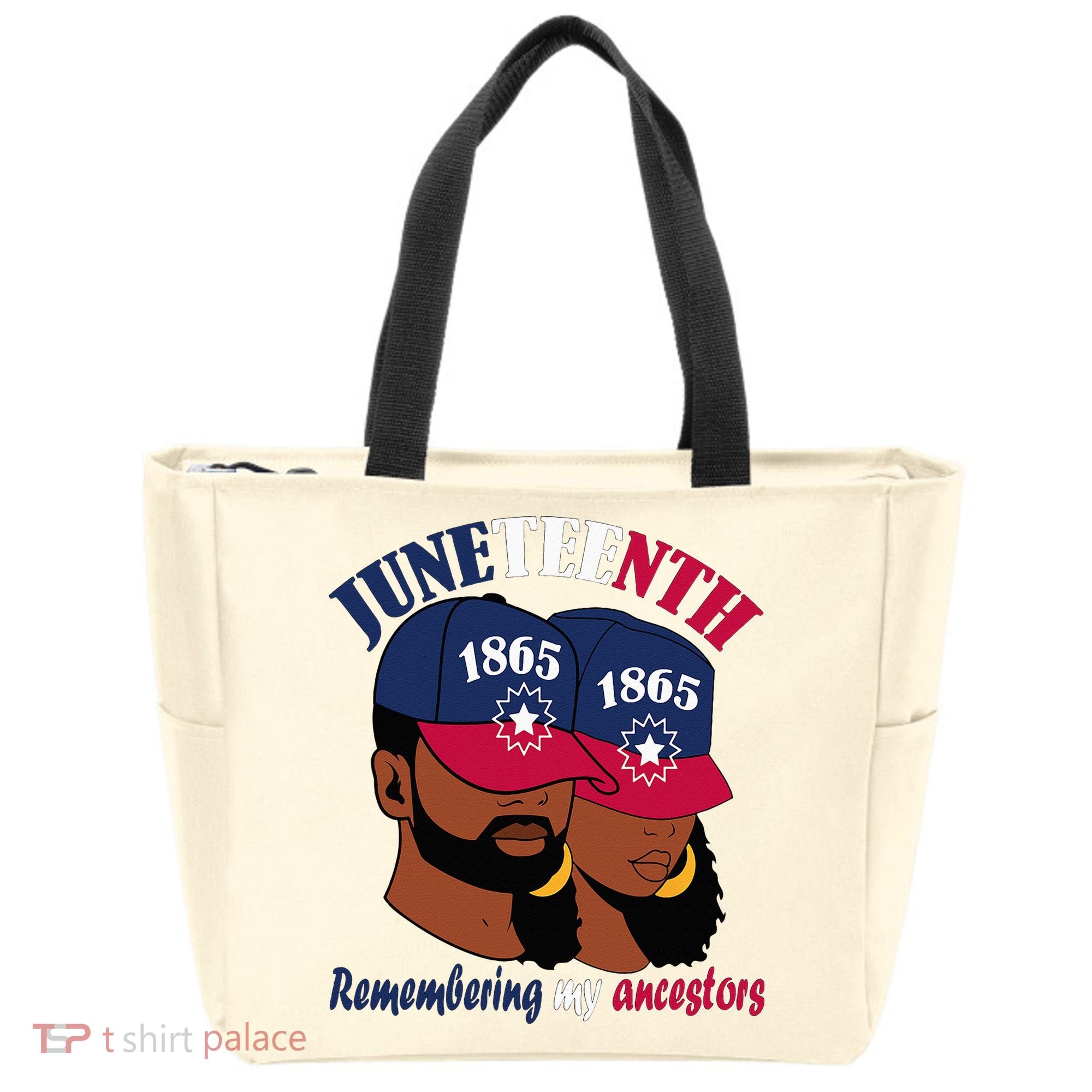 Remembering My Ancestors Juneteenth flag blue red white Tote Bag
