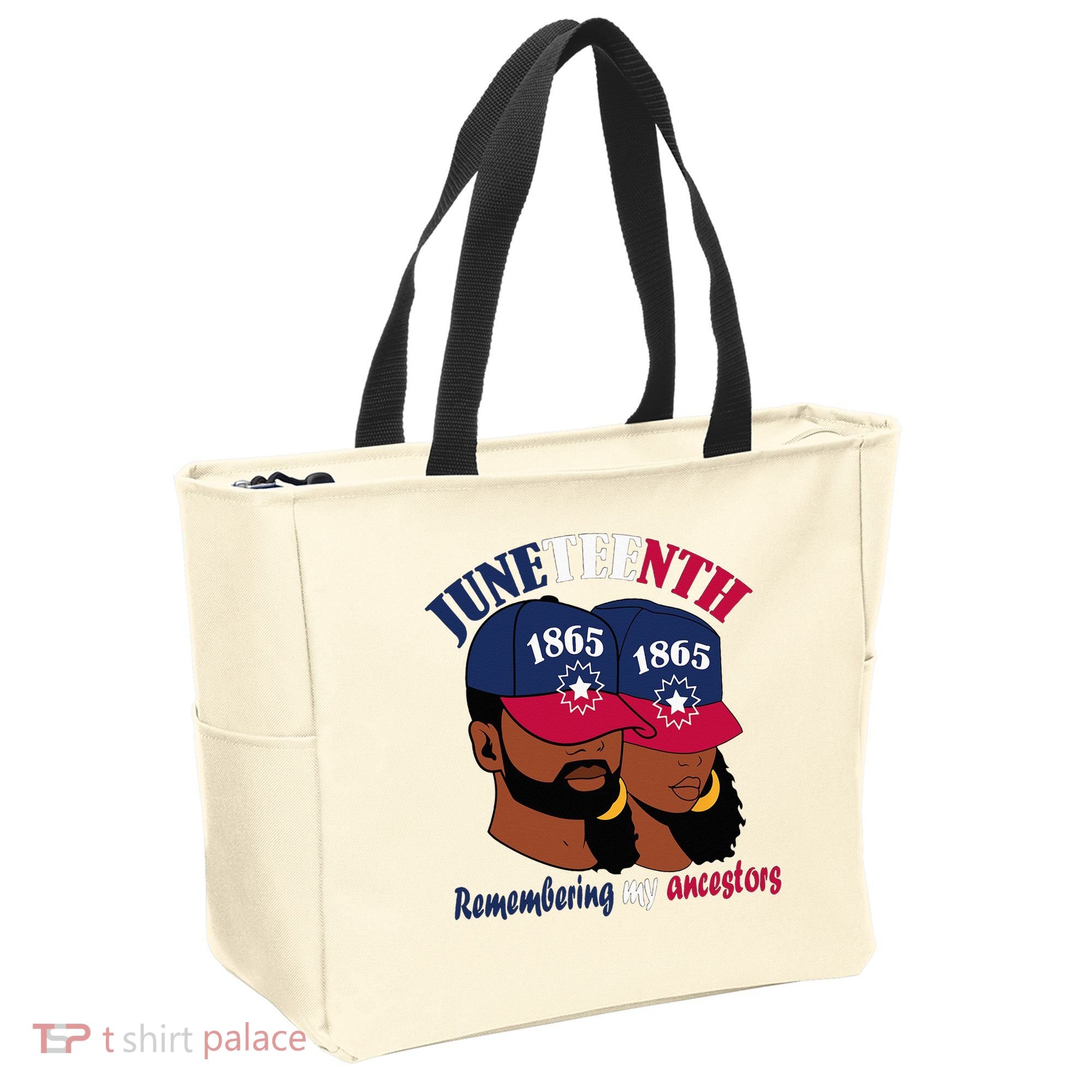 Remembering My Ancestors Juneteenth flag blue red white Tote Bag
