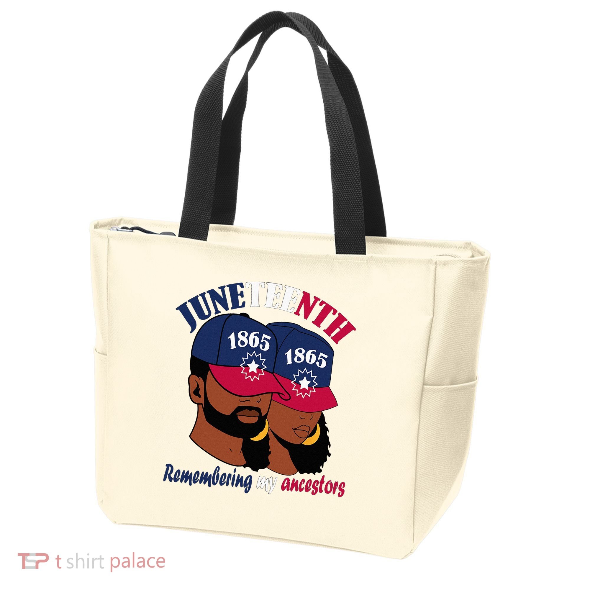 Remembering My Ancestors Juneteenth flag blue red white Tote Bag