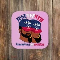 Remembering My Ancestors Juneteenth flag blue red white Coaster thumb 0