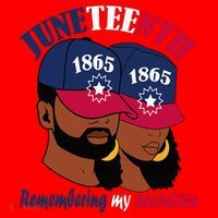 Remembering My Ancestors Juneteenth flag blue red white Santa Hat thumb 1