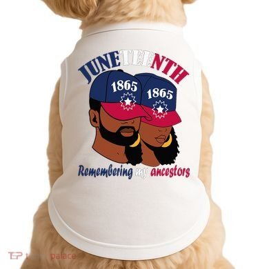 Remembering My Ancestors Juneteenth flag blue red white Doggie Tank